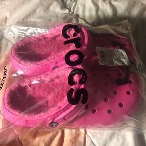 HOT PINK FUR CROCS